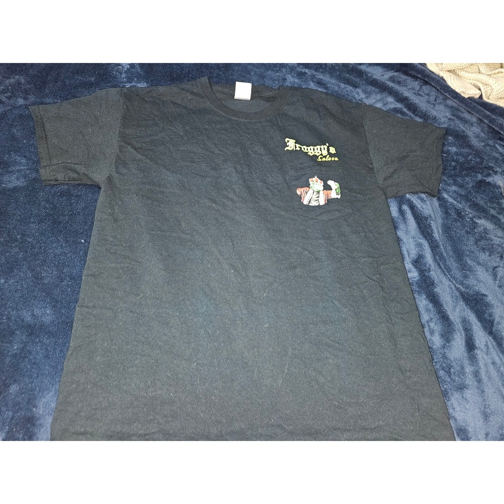 Froggy's Saloon Daytona Beach Pocket T-Shirt Mens Large Black Graphic Tee Gildan